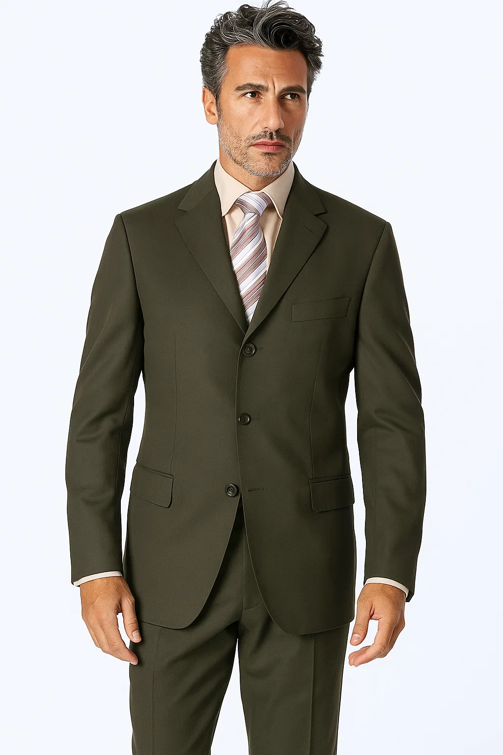 Cheap Plus Size Suits For Men - Big and Tall Suit For Big Guys Olive Green - Image 2