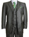 Three Button Suit - Classic Fit Pleated Pants - Mens 3 Button Vested Textured Shiny Sharkskin Olive Green Church Suit