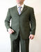 Three Button Suit - Classic Fit Pleated Pants - Men's Basic Three Button Poplin Olive Suit