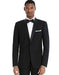 Men's Black double Vents Satin Shawl Lapel Suit