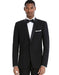 Men's Black double Vents Satin Shawl Lapel Suit