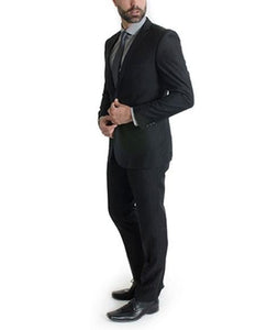 Men's Black Ticket pocket suit 1 button Slim Fitted Suits