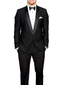 Men's 1 Button Black Shawl Lapel Tuxedo