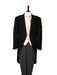 Men's Black Herringbone Wool Medium Weight 1 Button Morning Coat With Striped Pant
