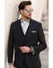Men's 1 Button Wool Black Peak Lapel Suits