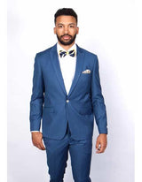 Men's Slim Fit Suit - Fitted Suit - Skinny Suit Men's Blue 1 Button Closures Rossiman Rossi Skinny Suit