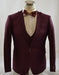 Men's 1 Button Peak Lapel Vested suit Peak Lapel Burgundy ~ Wine ~ 3 Piece Maroon Suit Slim Fit Tapper Cut