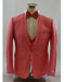 Men's 1 Button Peak Lapel Vested Salmon ~ Coral Color Suit Peak Lapel 3 Piece Suits Slim Fit Tapper Cut