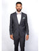 Men's Rossiman Rossi Man Brand Gray Tapered Leg Lower Rise Pants & Get Skinny 100% Wool 1 Button Slim Fit Peak Lapel Suit