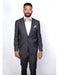 Men's Rossiman Rossi Man Brand Gray Tapered Leg Lower Rise Pants & Get Skinny 100% Wool 1 Button Slim Fit Peak Lapel Suit