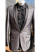 Men's one button shawl black Lapel grey fashionable suit