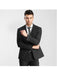 Men's Dark Gray 1 Button Peak Lapel Slim Fitted Suit with Flat Front Pant