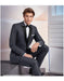 Men's1 Button Black Satin Peak Lapel Grey Suit