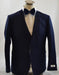 Men's 1 Button Peak Lapel Vested Dark navy suit Peak Lapel 3 Piece Suits Slim Fit Tapper Cut