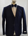 Men's 1 Button Peak Lapel Vested Dark navy suit Peak Lapel 3 Piece Suits Slim Fit Tapper Cut