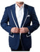 Men'S 1 Button Navy Summer Blazer With White Trim Accents Tuxedo Dinner Jacket