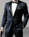 Men’S Satin Shawl Lapel Dark Navy Tuxedo Suit