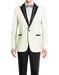 Men's One Button Peak Black Lapel Wool OffWhite tuxedo