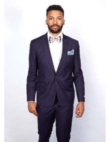 Men's Rossiman Rossi Man Brand Tapered Plum Leg Lower Rise Pants & Get Skinny 1 Button Slim Fit Peak Lapel Suit 100% Wool