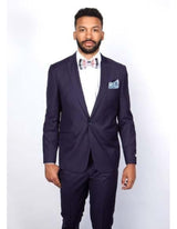 Men's Rossiman Rossi Man Brand Tapered Plum Leg Lower Rise Pant & Get Skinny 1 Button Slim Fit Peak Lapel Suit 100% Wool