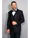 Men's 1 Button Black Shawl Lapel Plum vested Suit