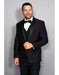 Men's 1 Button Black Shawl Lapel Plum vested Suit