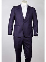 Men's One Button Slim Fit Purple Peak Lapel Suit