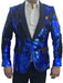 Men'S Sequin Tuxedo Jacket ~ Flashy Shiny Blazer Sport Coat Dinner Blazer Royal And Black