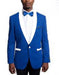 Men'S 1 Button Slim Fit Royal Blue And White Lapel Tuxedo Dress Suits For Men