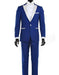 Men's Royal Blue 1 Button  White Satin Lapel Tuxedo Dress Suits for Men