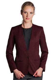 One Button Solid Pattern  Women Burgundy Blazer