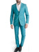 Men's Turquoise One Button Narrow Peak Lapel Spring Vested Slim Fitted 3 Piece Suit Turquoise - RET208-19