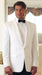 Men's One Button 100% Tropical Weight Polyester White Dinner Jacket