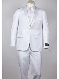 Men's Modern Fit Suits One Button Peak Lapel White Suit