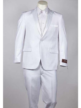 Men's Modern Fit Suits One Button Peak Lapel White Suit