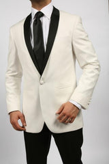 Off White~Ivory~Cream & Black Shawl Tuxedo Dinner Jacket + Black Pants & White Shirt & Black Tie Perfect for toddler Suit wedding attire outfits