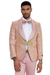 Mens One Button Shawl Lapel Wedding Prom Tuxedo in Shiny Pink Paisley