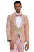 Mens One Button Shawl Lapel Wedding Prom Tuxedo in Shiny Pink Paisley