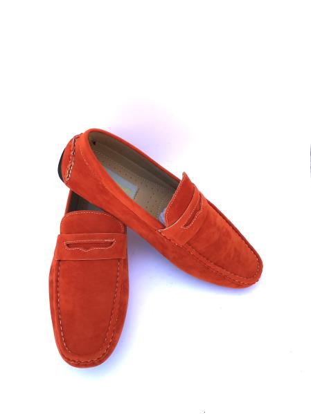 Men's Slip-On Style Solid Orange ~ Rust ~ Cognac Fashionable Stylish Dress Loafer