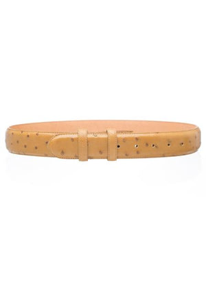 Men's Antique Saddle Genuine Full Ostrich Quill Belt 1 1/2'' width