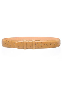 Men's Antique Saddle Genuine Full Ostrich Quill Belt 1 1/2'' width