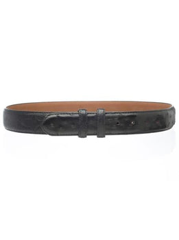 Men's Genuine Ostrich Quill Smooth Skin Black Belt