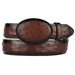 Burnished Original Ostrich Full Quill Skin Western Style Belt Brown