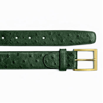 Belvedere "Ostrich Quill Belt" Forest - Luxury Men's Shoe