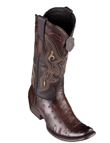 Los Altos Boots Men's Ostrich Black Cherry Cowboy Boots - H79 Dubai Toe - Leather Sole Botas De Avestruz