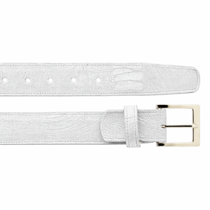 Belvedere Ostrich Leg Belt - White Luxury Shoe