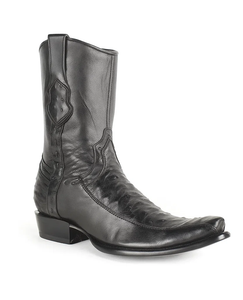 Men's King Exotic Cowboy Style By Los Altos Boots Botas For Sale Dubai Toe Black Genuine Ostrich Skin Handcrafted Leather Dress Cowboy Boot Cheap Priced For Sale Online - Botas De Avestruz