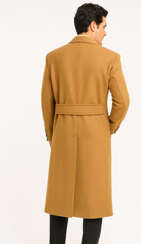 DBCoat Men's Wool Long Designer Men's Wool Men's Peacoat Sale Double Breasted Overcoat Style Full Length Camel - Image 2