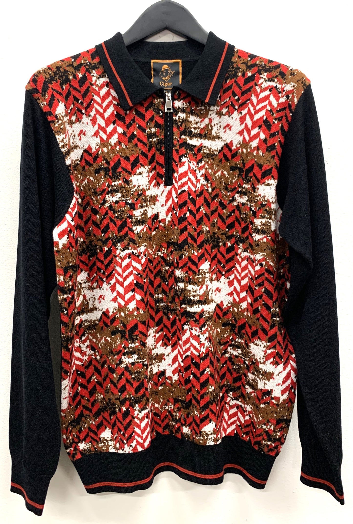 Cigar Couture 1/4 Zipper Polo Sweater Black