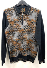 Cigar Couture 1/4 Zipper Polo Sweater CHARCOAL